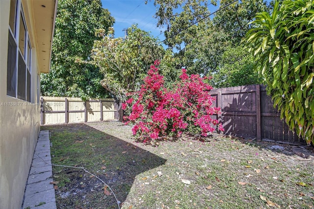 view of yard with a fenced backyard