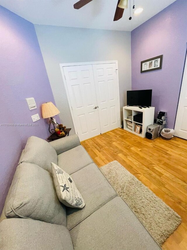 6938 NW 33rd St, Margate, FL 33063 - living room with a ceiling fan and wood finished floors