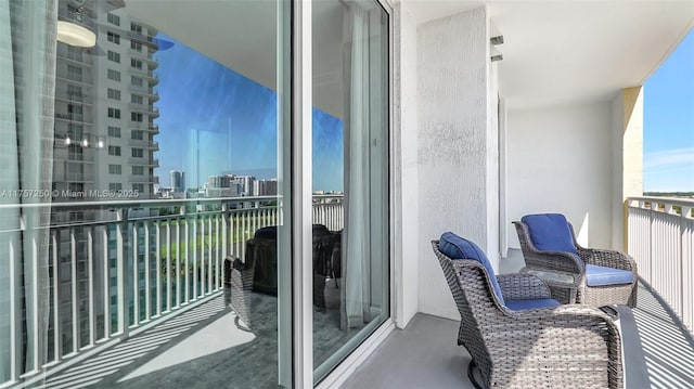 balcony with a view of city