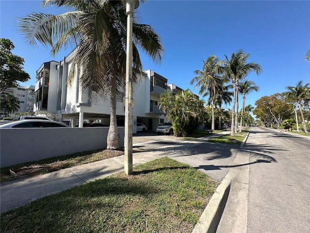 view of street featuring curbs