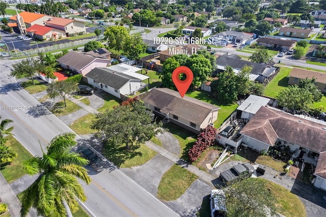 bird's eye view with a residential view