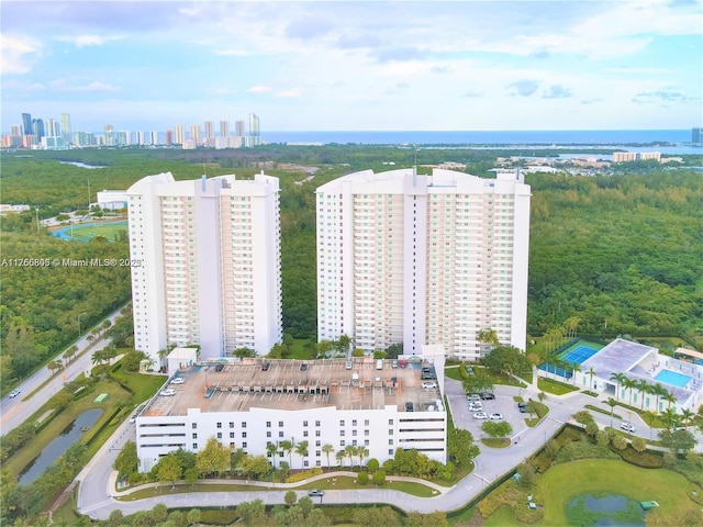 aerial view featuring a city view