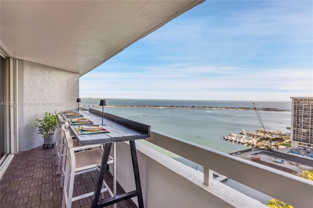 balcony with a water view