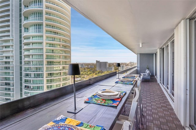 balcony with a view of city