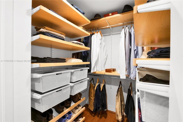 spacious closet with wood finished floors