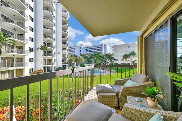 balcony with a city view