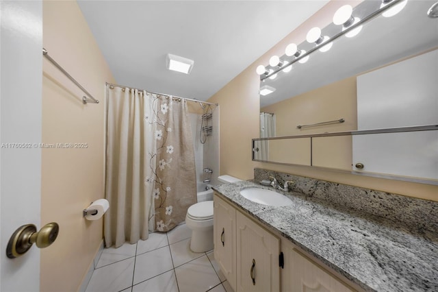 3113 S Ocean Dr Unit 506, Hallandale Beach, FL 33009 - bathroom featuring vanity, tile patterned floors, shower / tub combo, and toilet