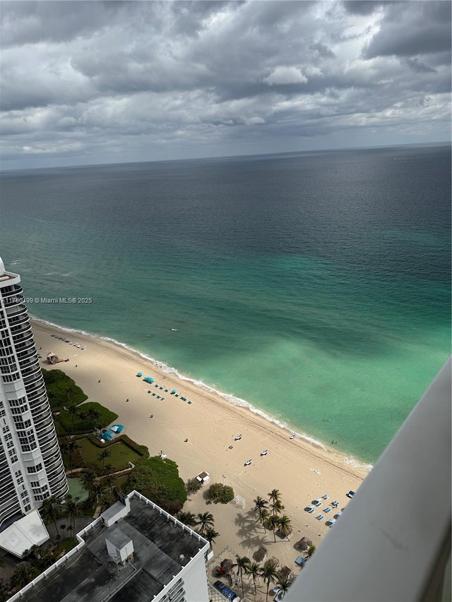 property view of water with a beach view