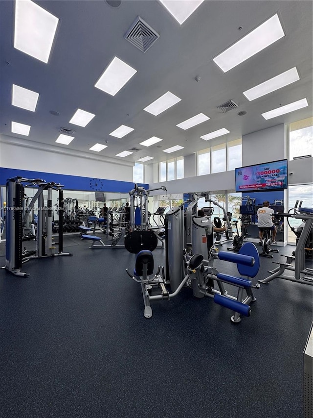 workout area featuring visible vents