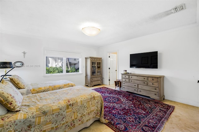 1117 Bella Vista Ave, Coral Gables, FL 33156 - bedroom with ornamental molding, tile patterned flooring, and visible vents