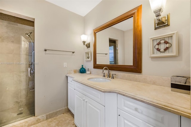 1117 Bella Vista Ave, Coral Gables, FL 33156 - bathroom with tile patterned floors, baseboards, vanity, and tiled shower