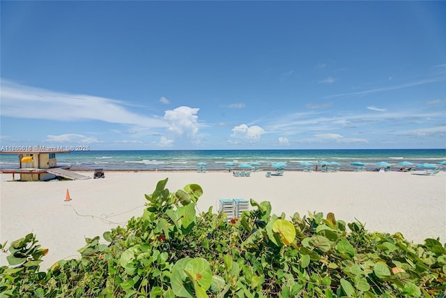 property view of water with a beach view