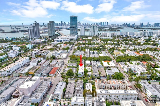 618 Euclid Ave Unit 303, Miami Beach, FL 33139 - aerial overview of property's location with city skyline and a nearby body of water