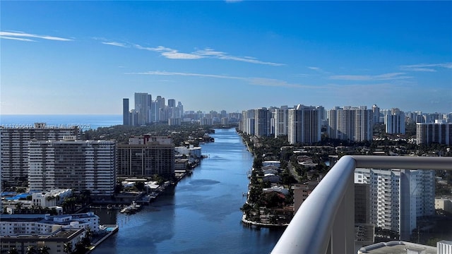 property's view of city with a water view