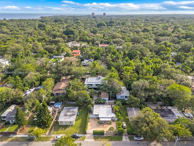 bird's eye view featuring a forest view