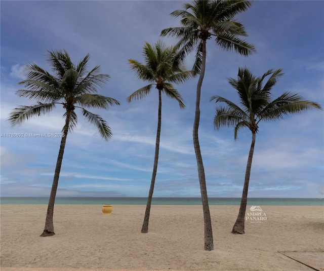 view of water feature featuring a beach view