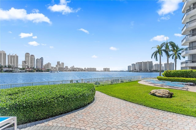 property view of water featuring a city view