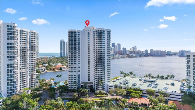 property view of water with a city view