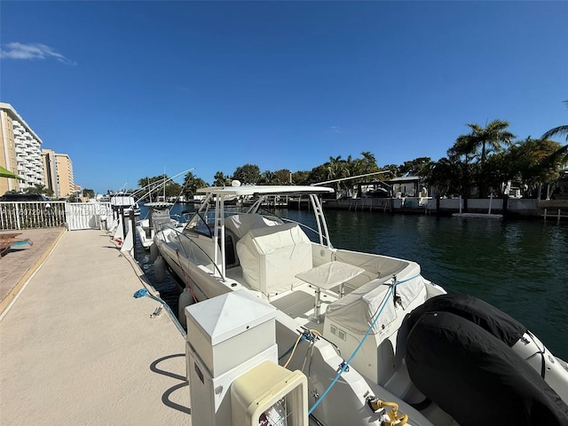 dock area with a water view