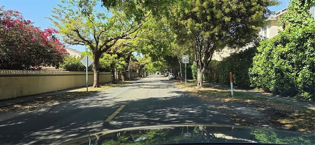 view of road featuring traffic signs