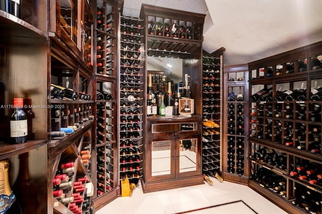 view of wine cellar