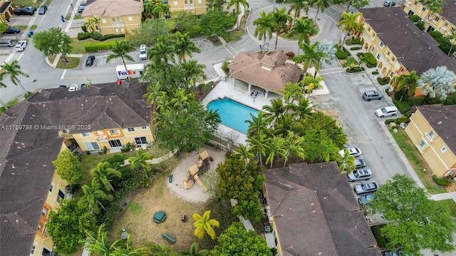 bird's eye view with a residential view
