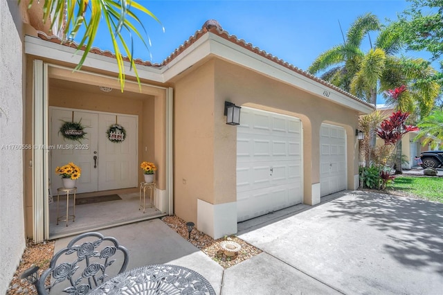 garage with driveway