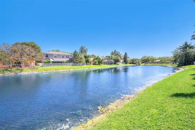 property view of water with fence