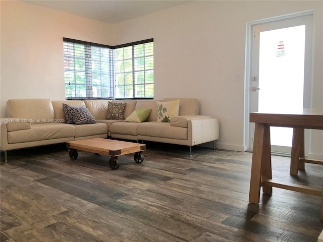 living area with wood finished floors