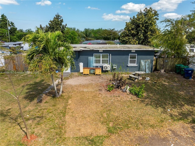 back of property with fence