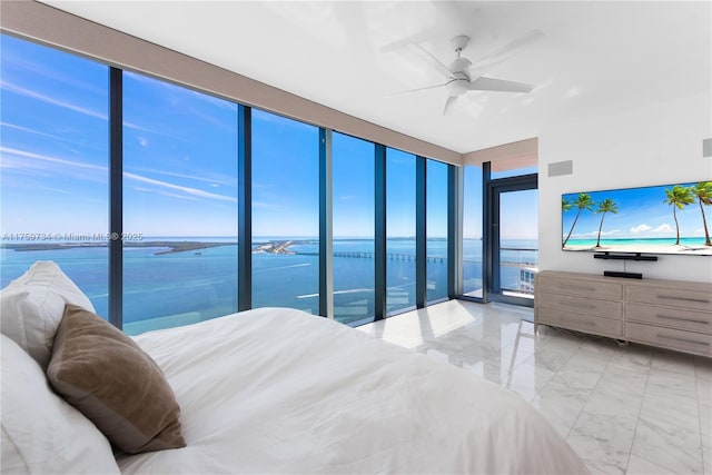 1451 Brickell Ave Unit 4002, Miami, FL 33131 - bedroom featuring marble finish flooring and ceiling fan