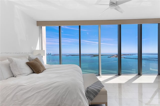 1451 Brickell Ave Unit 4002, Miami, FL 33131 - bedroom featuring a water view and ceiling fan