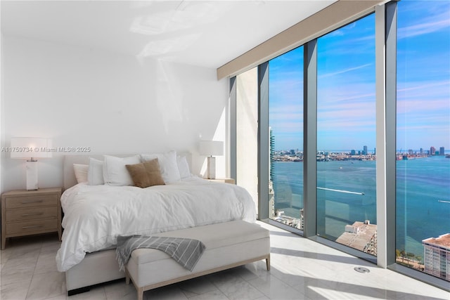 1451 Brickell Ave Unit 4002, Miami, FL 33131 - bedroom featuring a city view, a water view, and marble finish floors