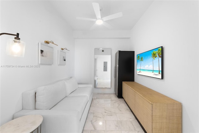 1451 Brickell Ave Unit 4002, Miami, FL 33131 - living area featuring light marble finish flooring and a ceiling fan