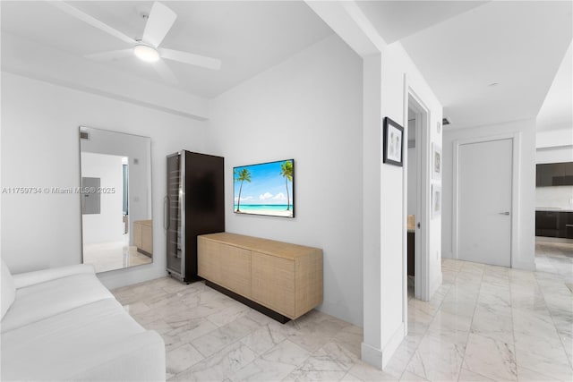 1451 Brickell Ave Unit 4002, Miami, FL 33131 - unfurnished living room featuring light marble finish floors and a ceiling fan