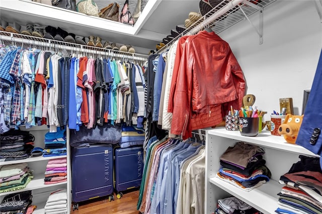 spacious closet featuring wood finished floors