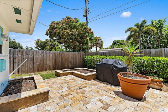 367 W Riverside Dr, Tequesta, FL 33469 - fenced backyard featuring a grill and a patio area