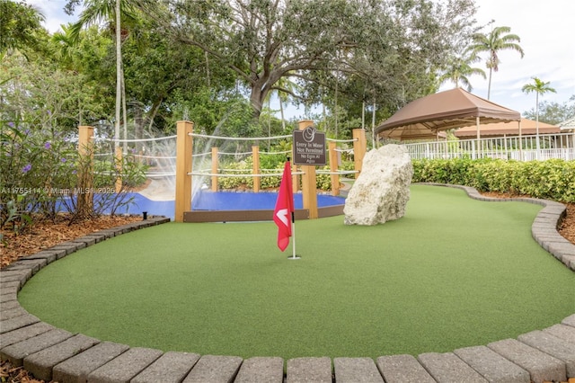 view of play area with fence