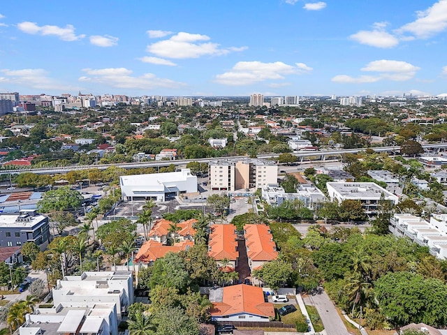 drone / aerial view featuring a city view