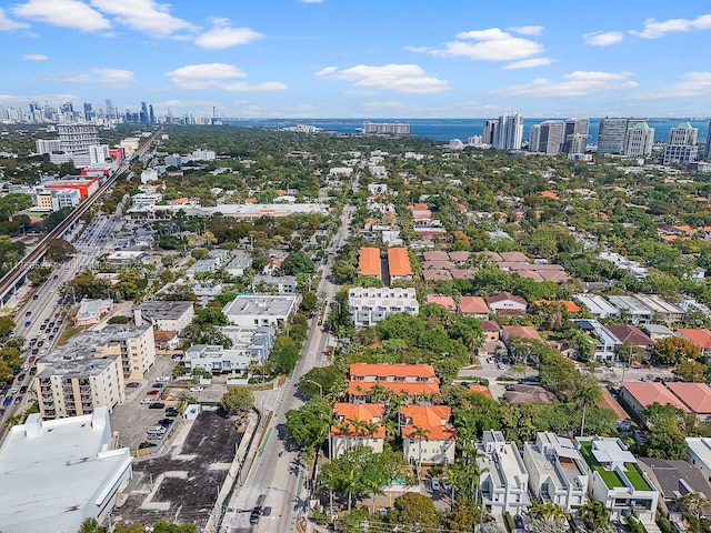 bird's eye view with a city view