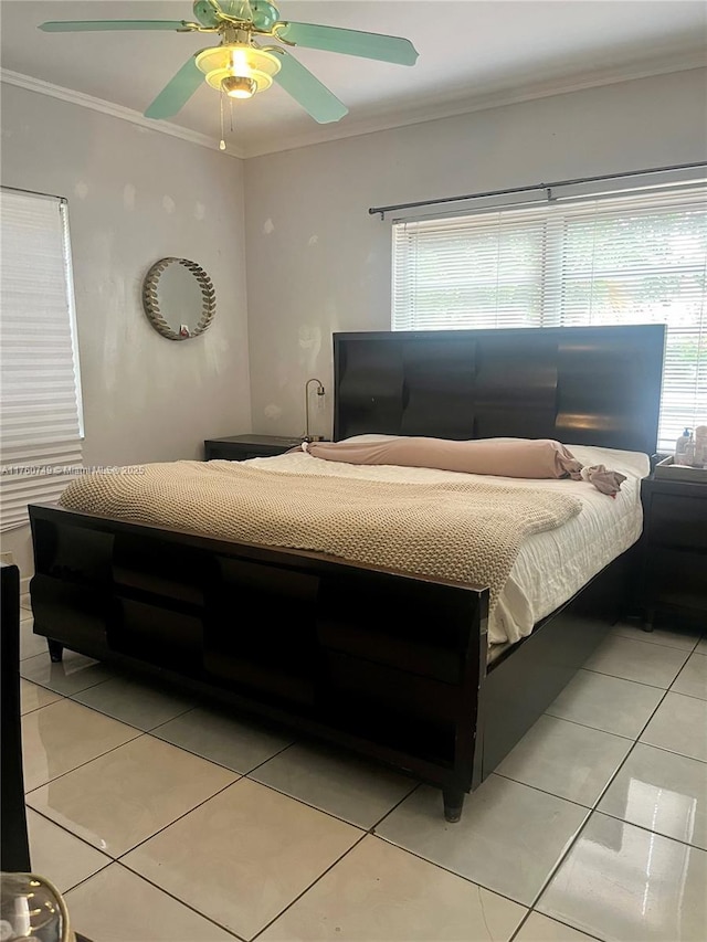 329 Minola Dr, Miami Springs, FL 33166 - bedroom featuring crown molding, multiple windows, and light tile patterned floors