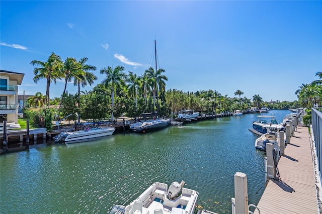 view of dock featuring a water view