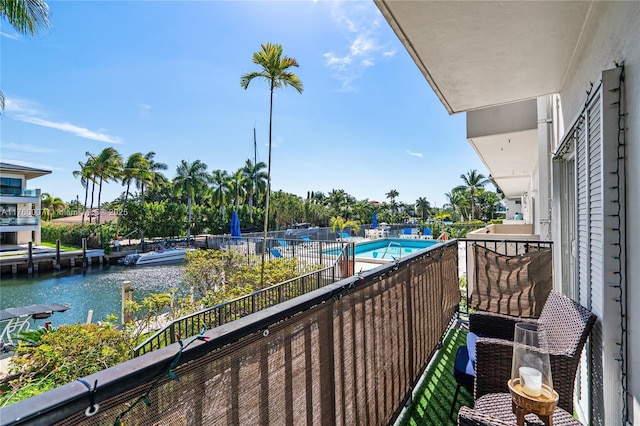 balcony with a water view