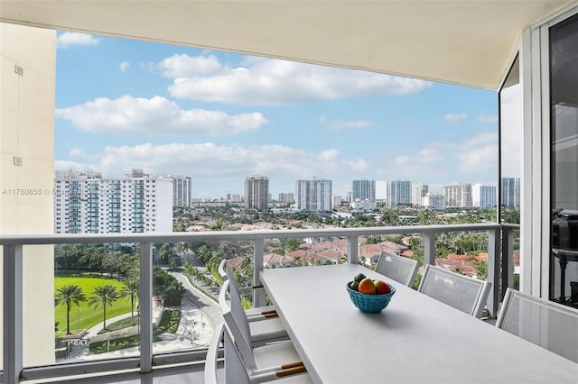 balcony with a view of city