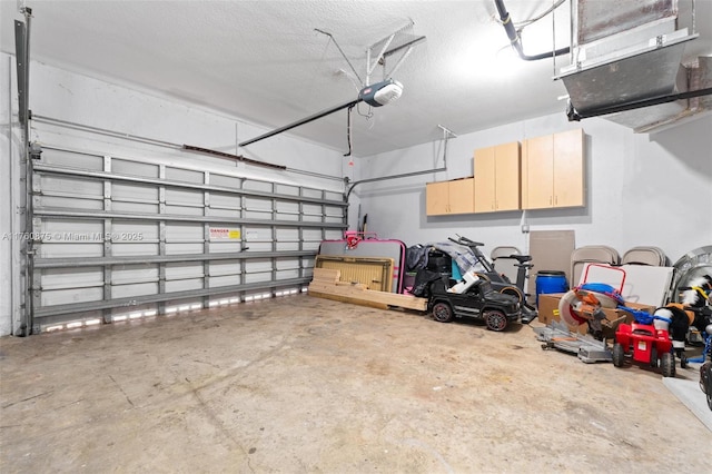 garage with a garage door opener
