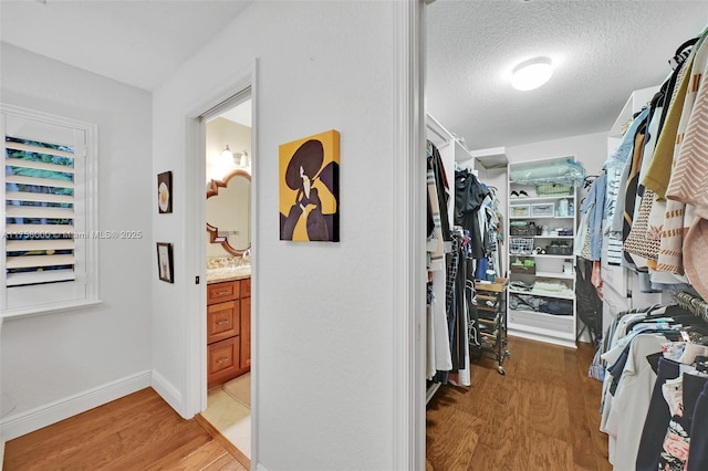 spacious closet with light wood finished floors