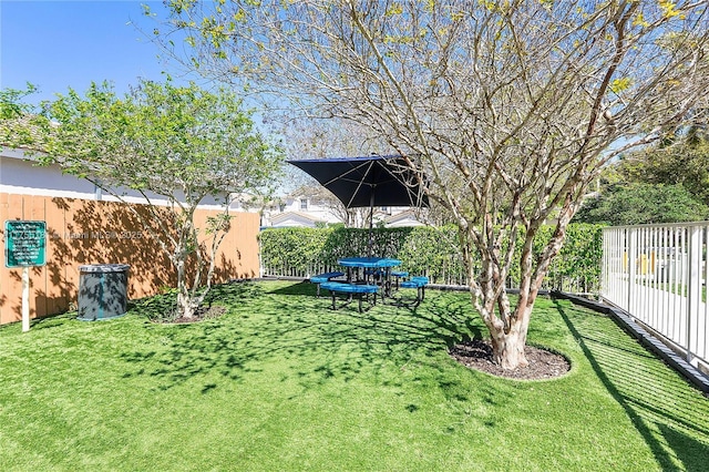 view of yard featuring a fenced backyard