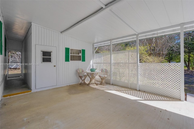 view of unfurnished sunroom