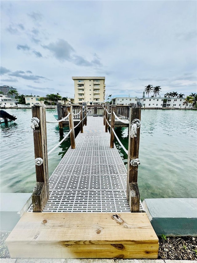 view of dock featuring a water view