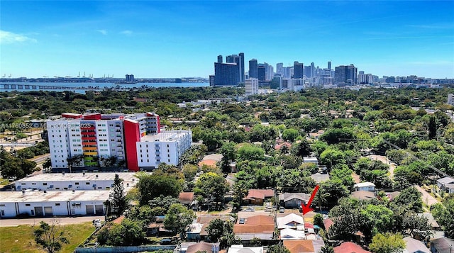 bird's eye view with a view of city